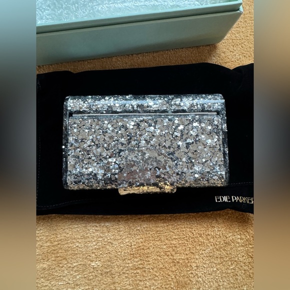 NWT RARE Edie Parker Mini Lara Clutch - Silver Confetti - Picture 8 of 12